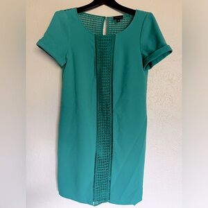 Teal Straight Line Dress with Woven Detailing